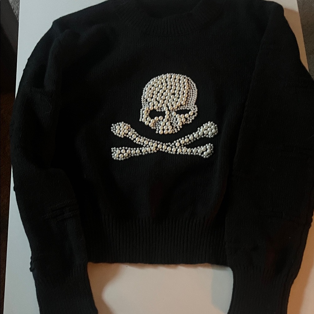 Black Skull Embellished Sweater